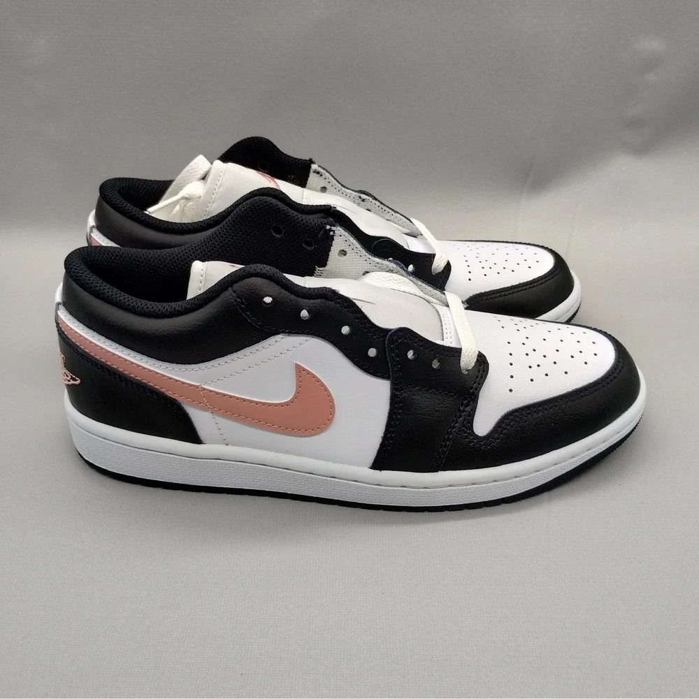 Air Jordan 1 Low Black White Rust Pink Sneakers 553558-034 Mens Size 7.5‎ New